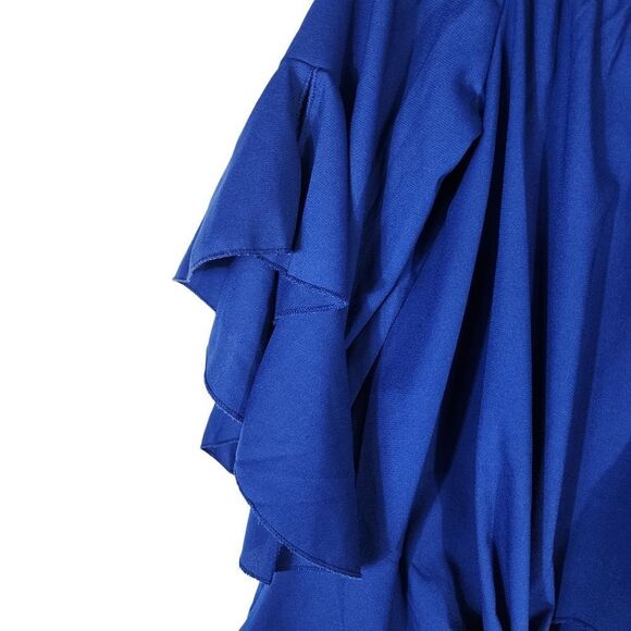 Eddoyee Summer Blue Off Shoulder Blouses Flare Sleeve Shirts Waist Tie Knot top - Picture 4 of 7